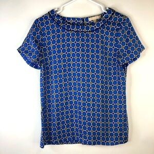 Banana republic Royal blue geometric patterned short sleeve blouse 4